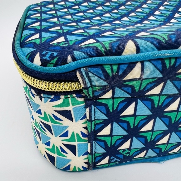 TORY BURCH TARGET BLUE GEOMETRIC STYLE ZIPPERED LUNCHBOX - Picture 12 of 15